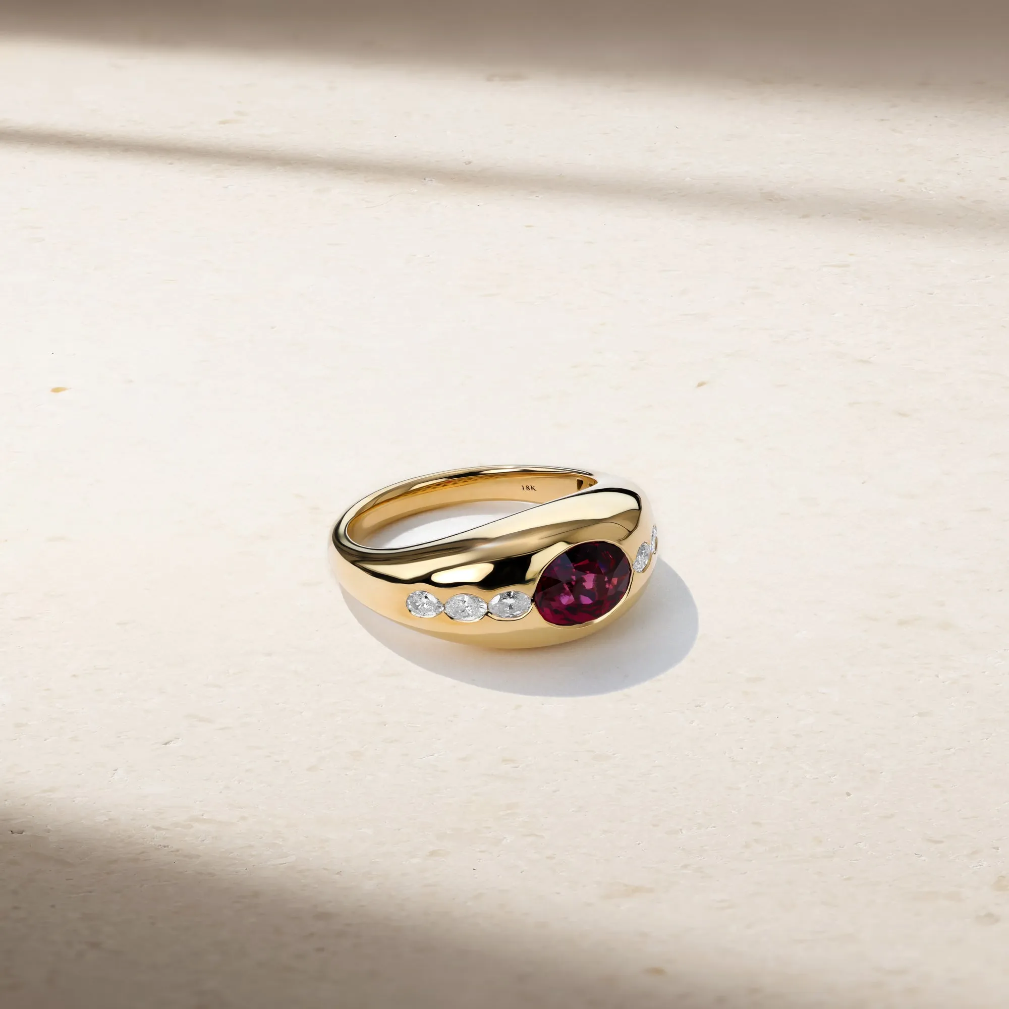 Gypsy Oval Ruby and Diamond Ring