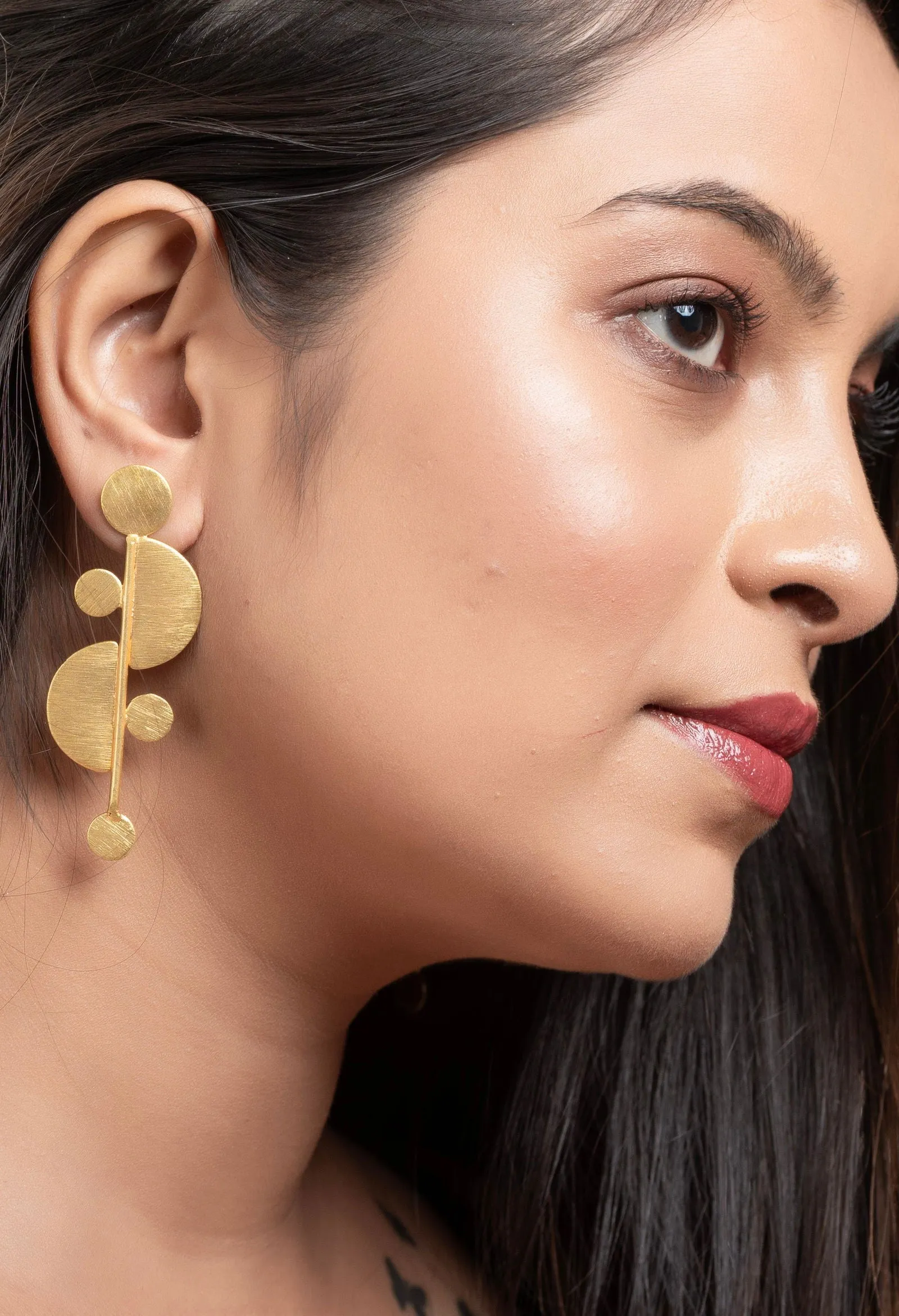 Half Moon Brass Stud Earrings - Non-Allergic, Elegant Fashion Jewelry for All Occasions