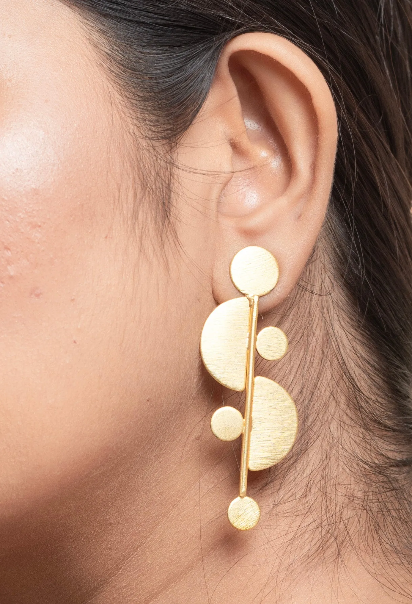 Half Moon Brass Stud Earrings - Non-Allergic, Elegant Fashion Jewelry for All Occasions