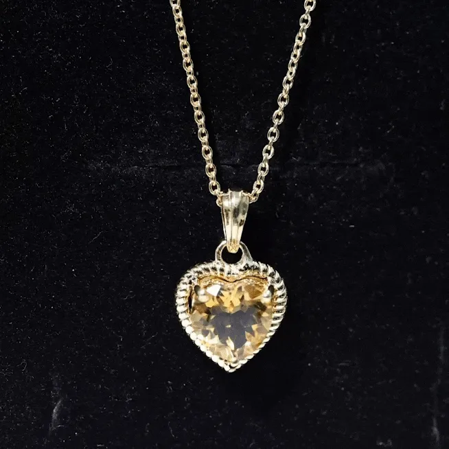 Heart Shape Citrine Solitaire Pendant with Rope Frame