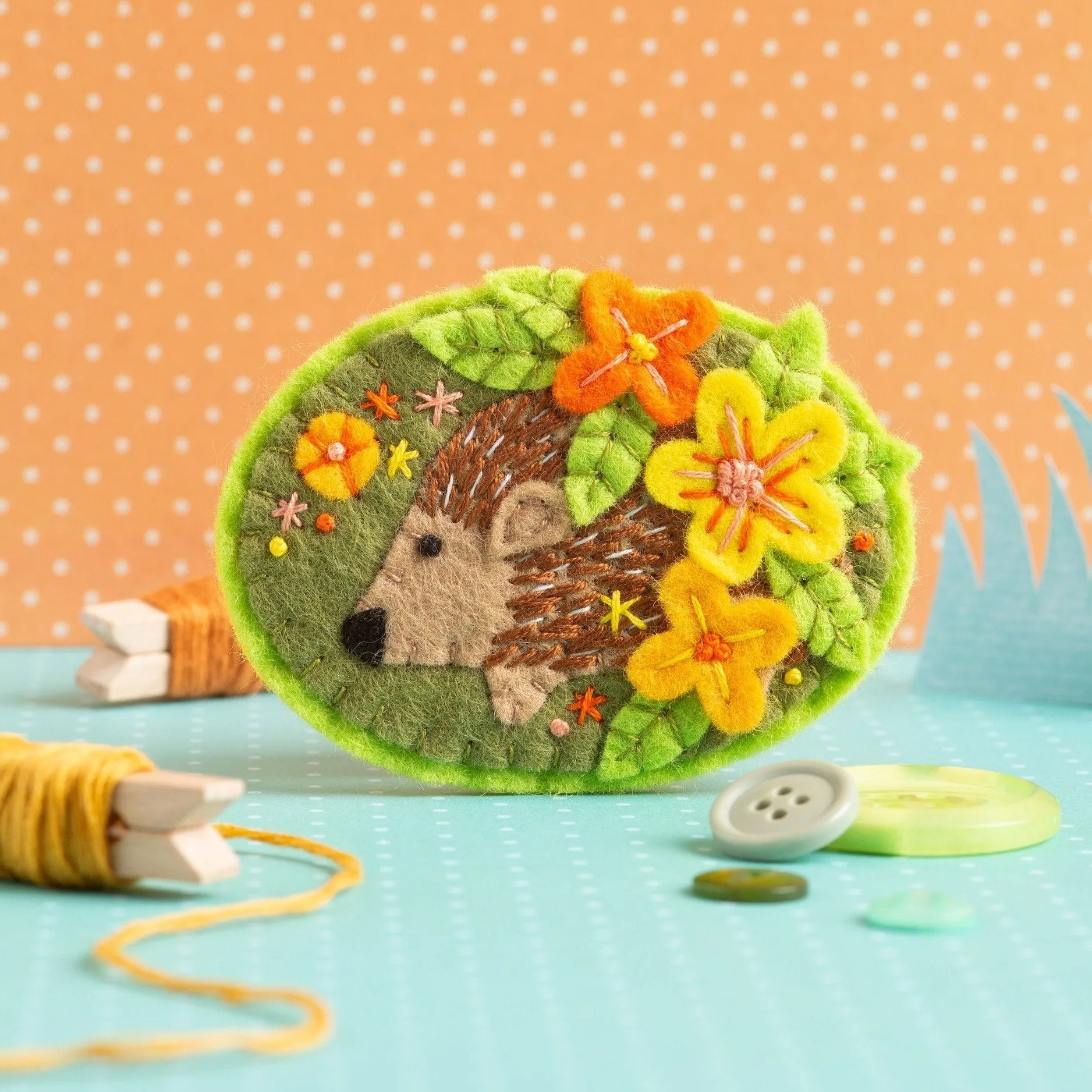 Hedgehog Felt Craft Brooch Kit