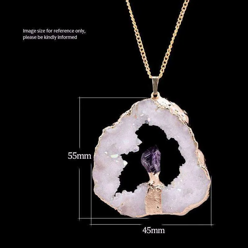 Hollow Crystal Power Druzy Necklace