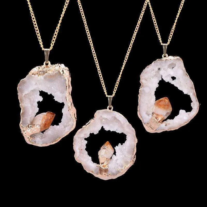 Hollow Crystal Power Druzy Necklace