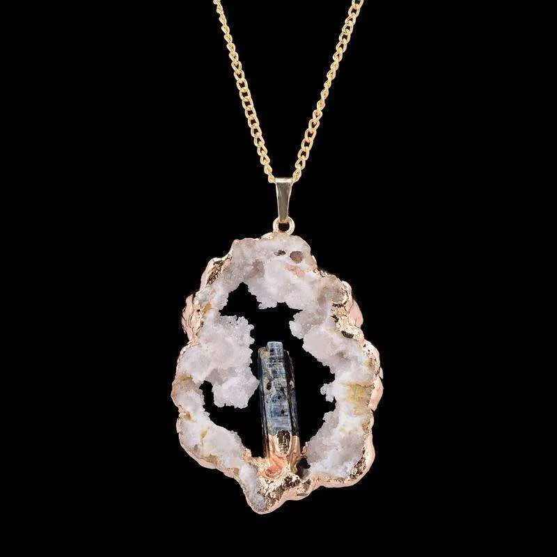 Hollow Crystal Power Druzy Necklace