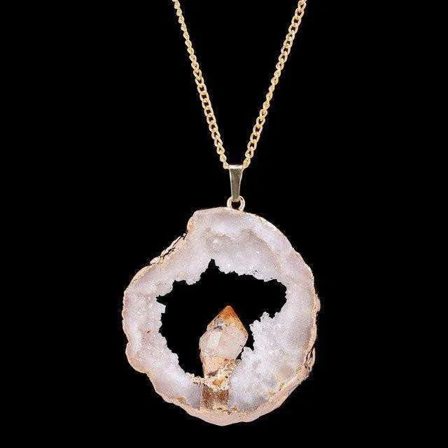 Hollow Crystal Power Druzy Necklace