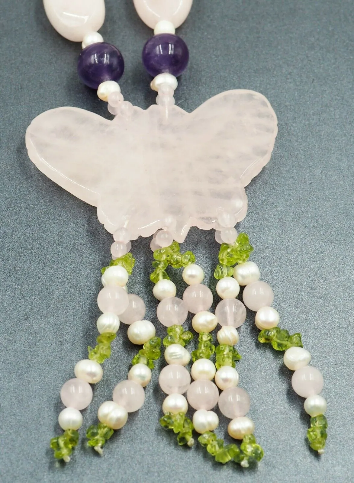 Jadeite Amethyst, Citrine, & Cultured Pearl Necklace