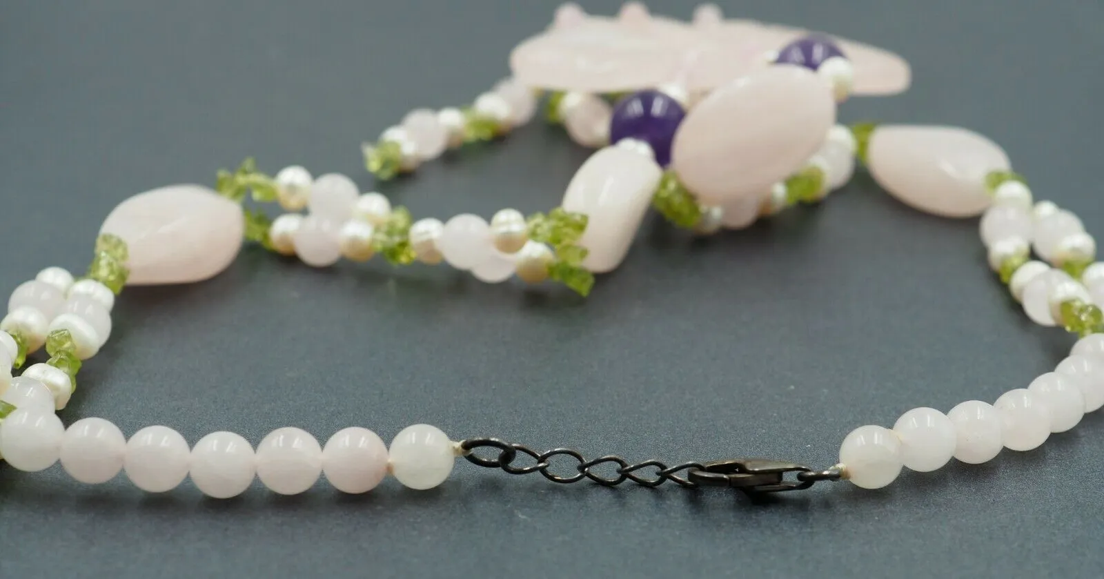 Jadeite Amethyst, Citrine, & Cultured Pearl Necklace