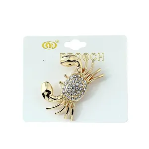 JAH23340-Rhinestone Crab Brooch