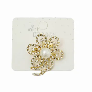 JAH46463-Rhinestone Flower Brooch