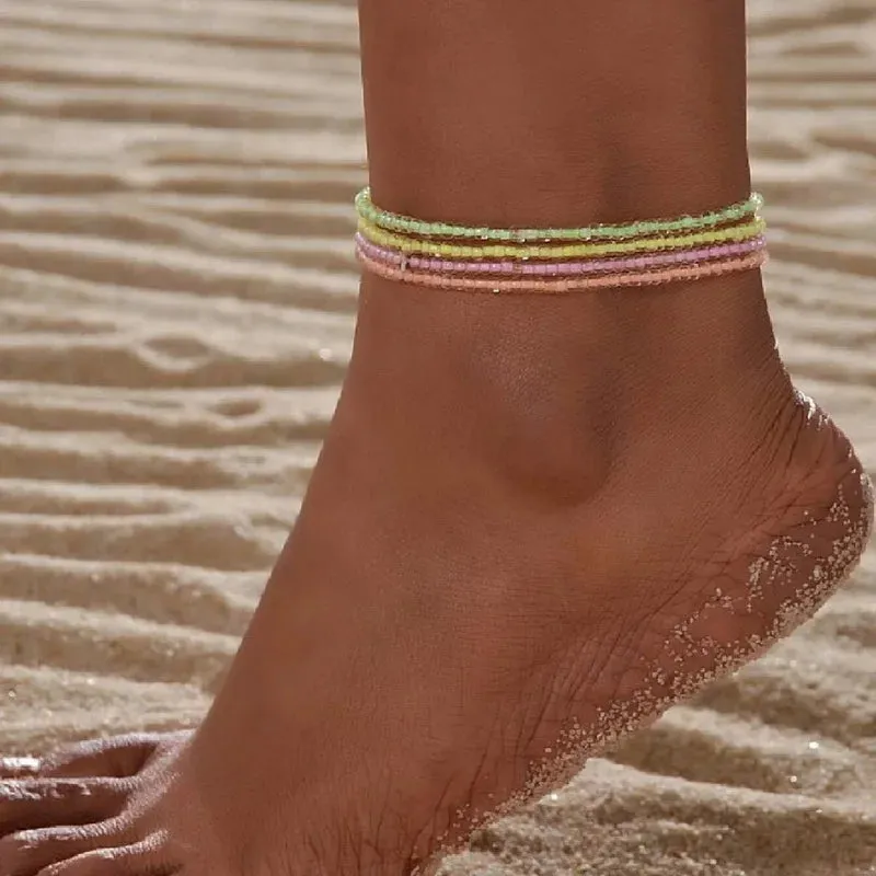 JC - Boho Sea Shell Flower Anklet for Women | Starfish & Conch Beach Bracelet | Barefoot Sandal Leg Chain Jewelry