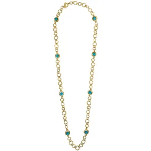 Jeanne Turquoise Beads Station Necklace In Gold