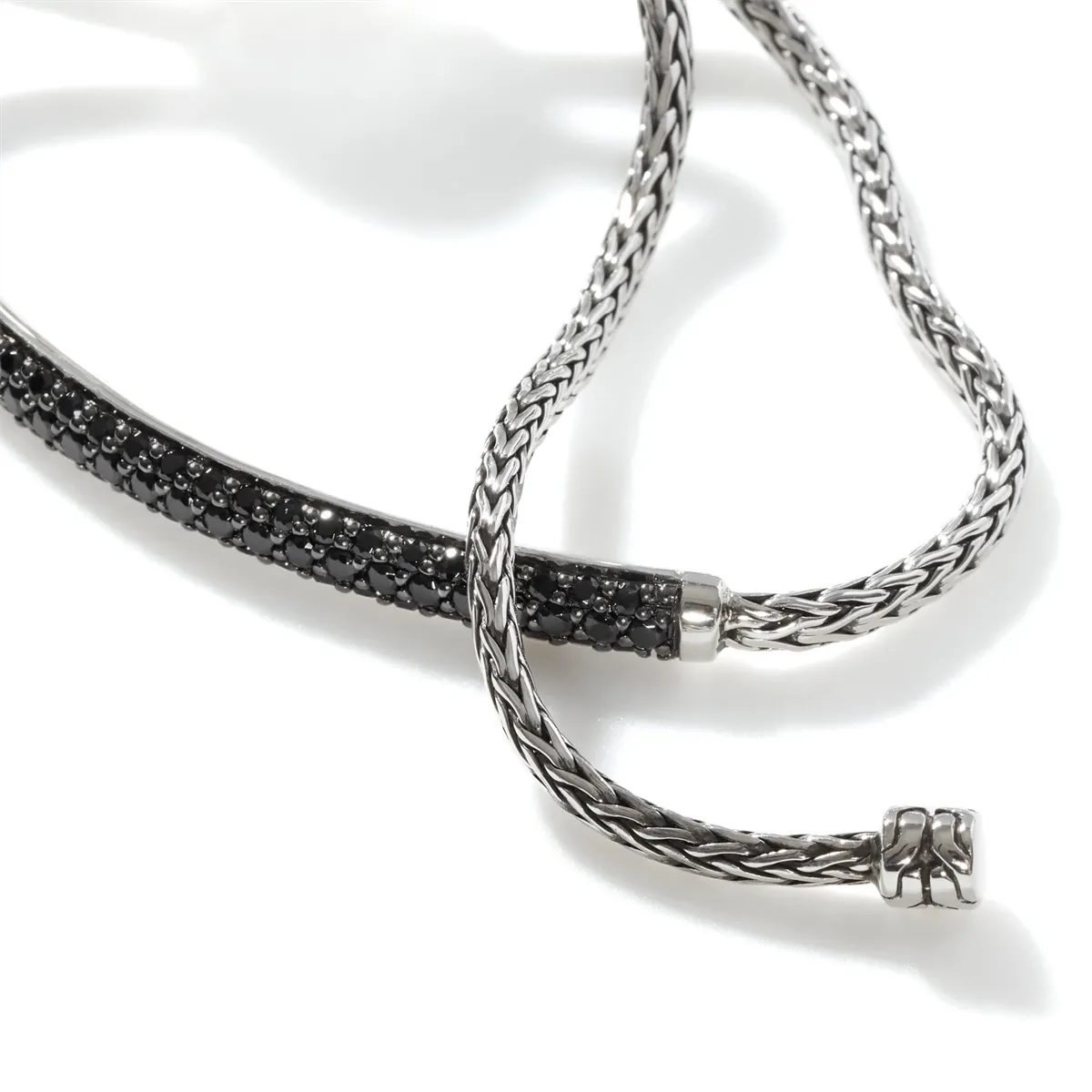 John Hardy Classic Chain Silver Adjustable Bracelet with Black Sapphire & Spinel, Size M-L