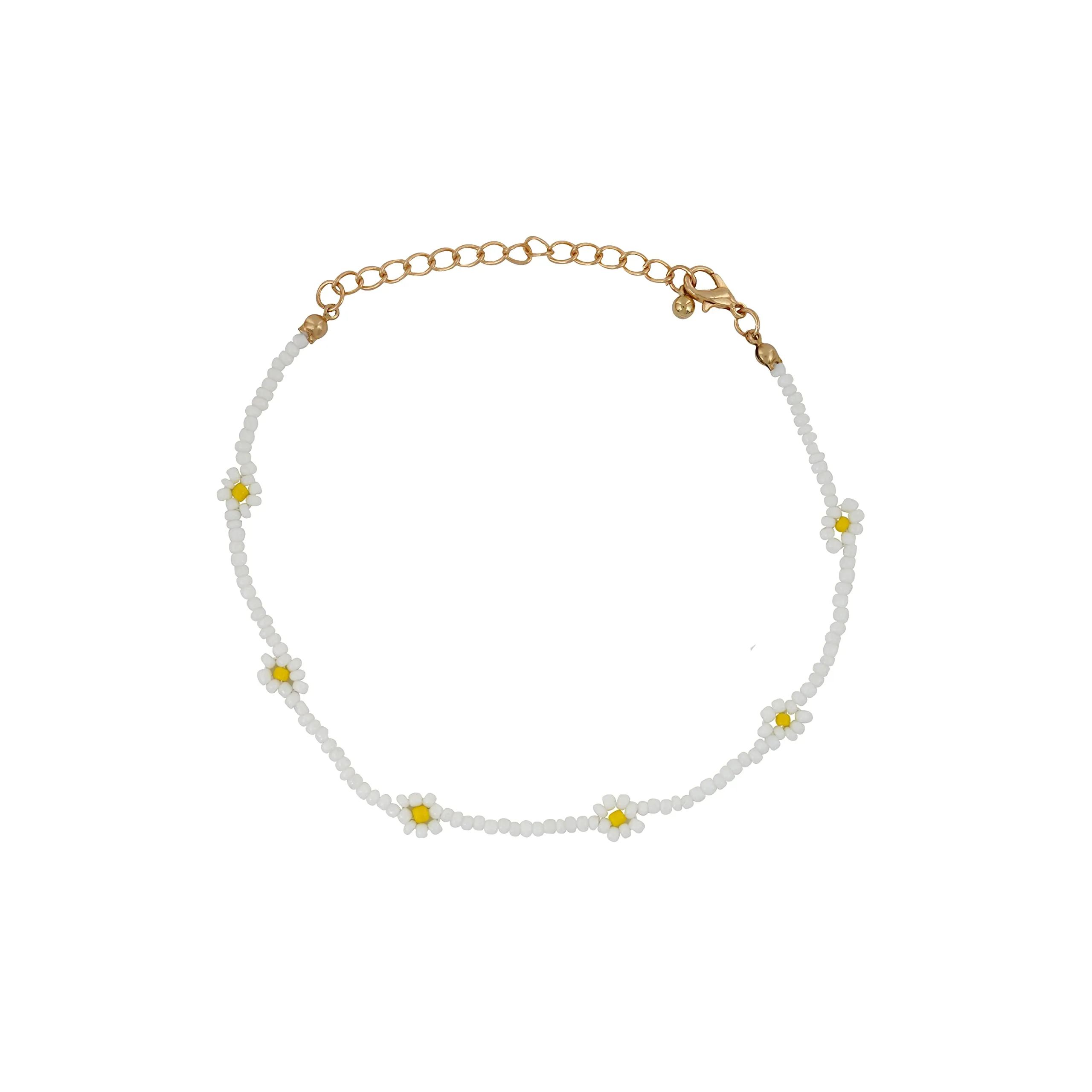 Joker & Witch Daisy Bloom White Beaded Anklet