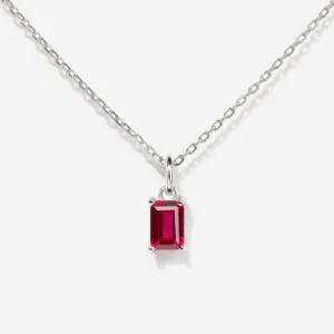 July Birthstone Silver Necklace