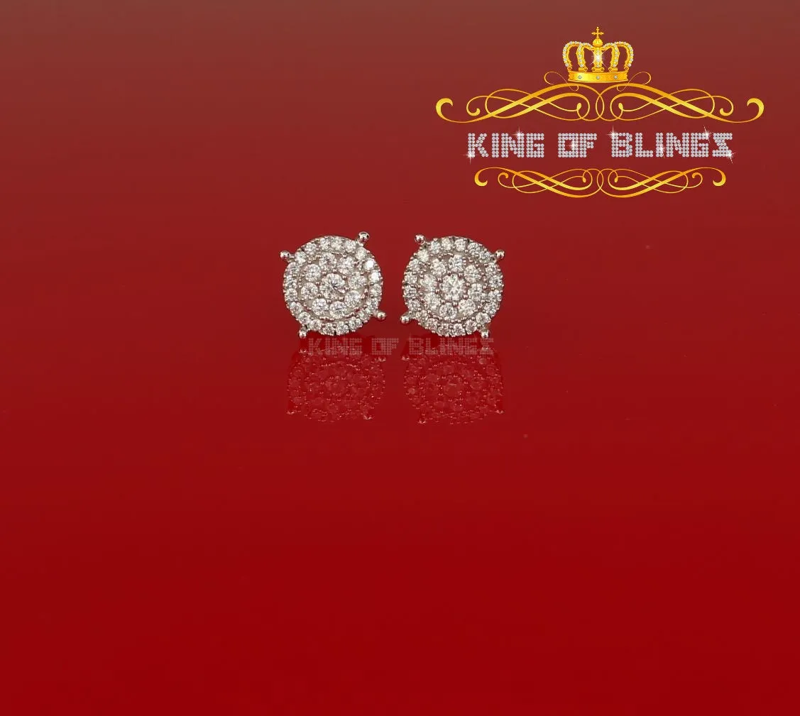 King of Bling's 1.96ct Cubic Zirconia Aretes Para Hombre 925 Yellow Silver Women's Round Earring