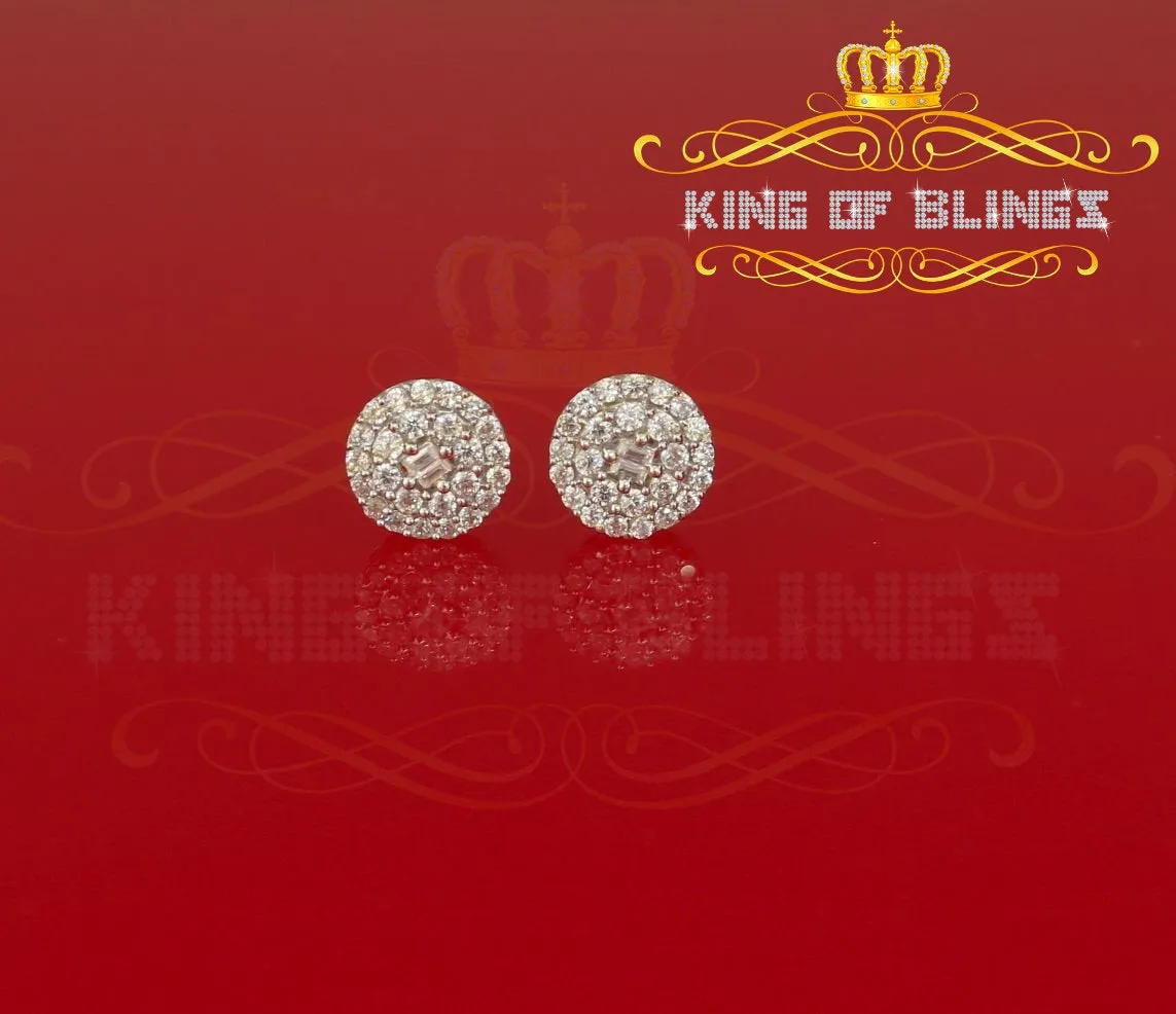 King of Blings- Aretes Para Hombre 925 White Silver 1.86ct Cubic Zirconia Round Women's Earrings