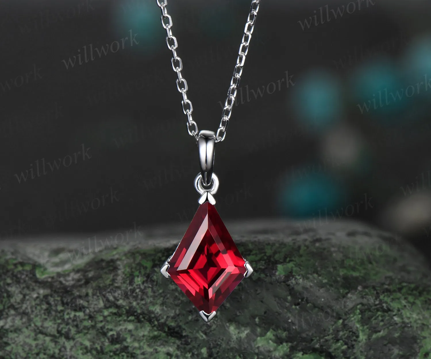 Kite red ruby necklace