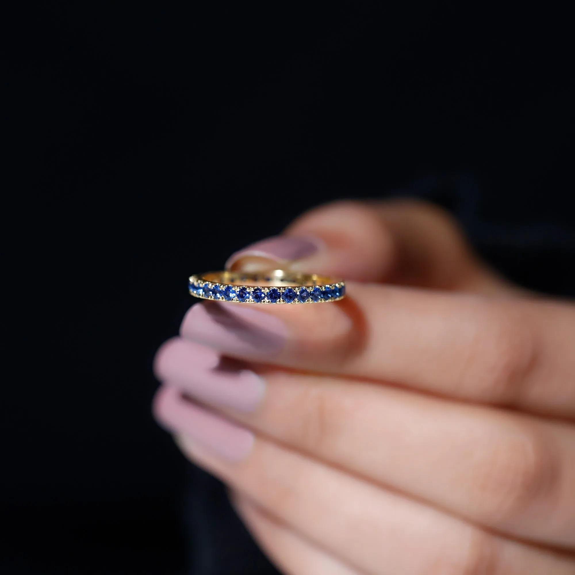 Lab Grown Blue Sapphire Simple Stackable Ring