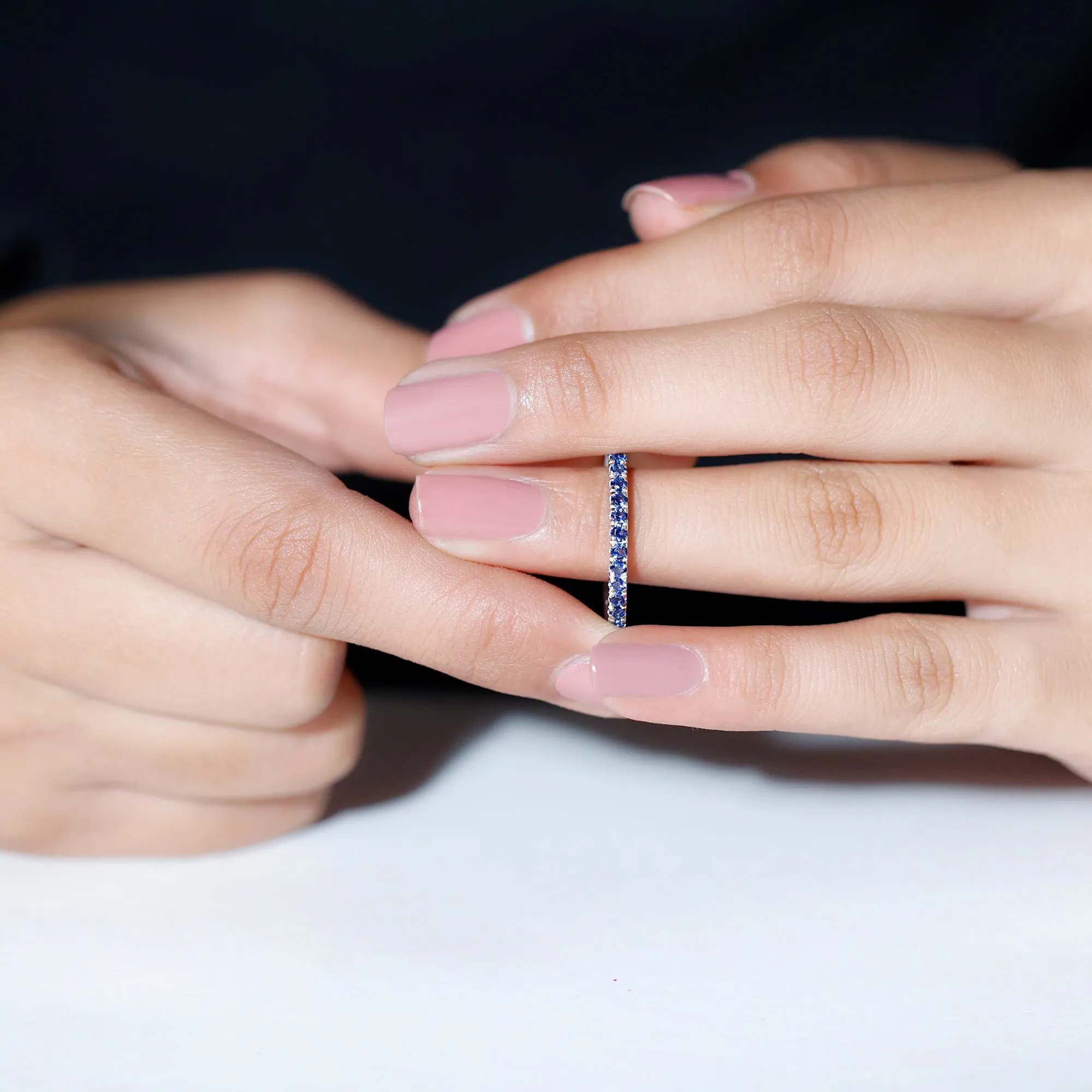 Lab Grown Blue Sapphire Simple Stackable Ring