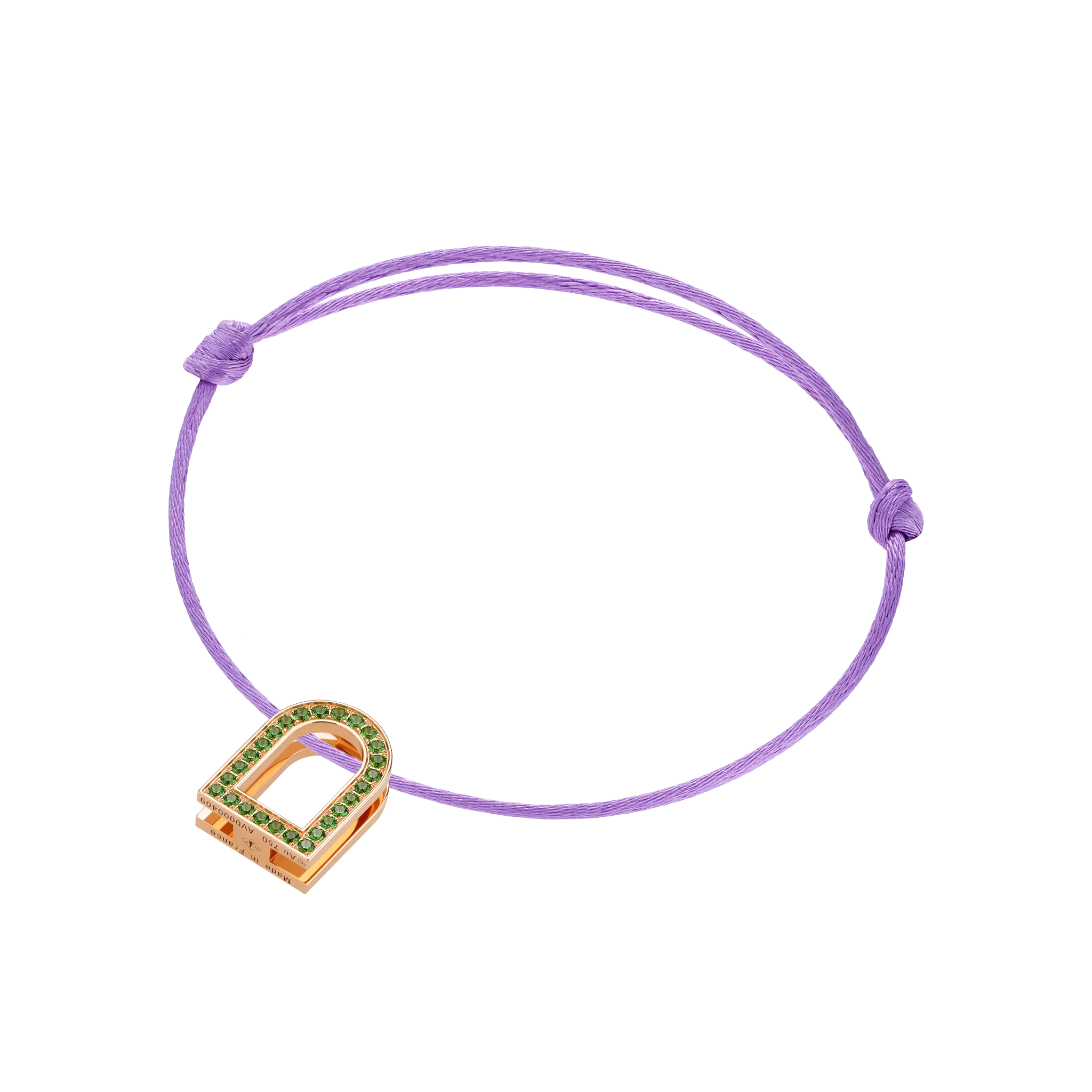 L'Arc Voyage Charm MM, 18k Rose Gold with Galerie Tsavorites on Silk Cord