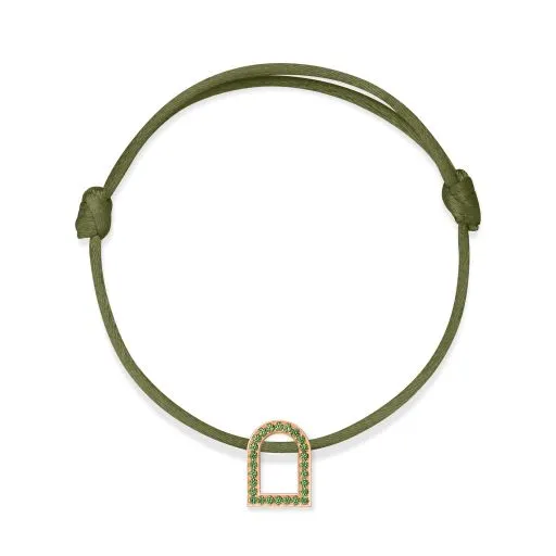 L'Arc Voyage Charm MM, 18k Rose Gold with Galerie Tsavorites on Silk Cord