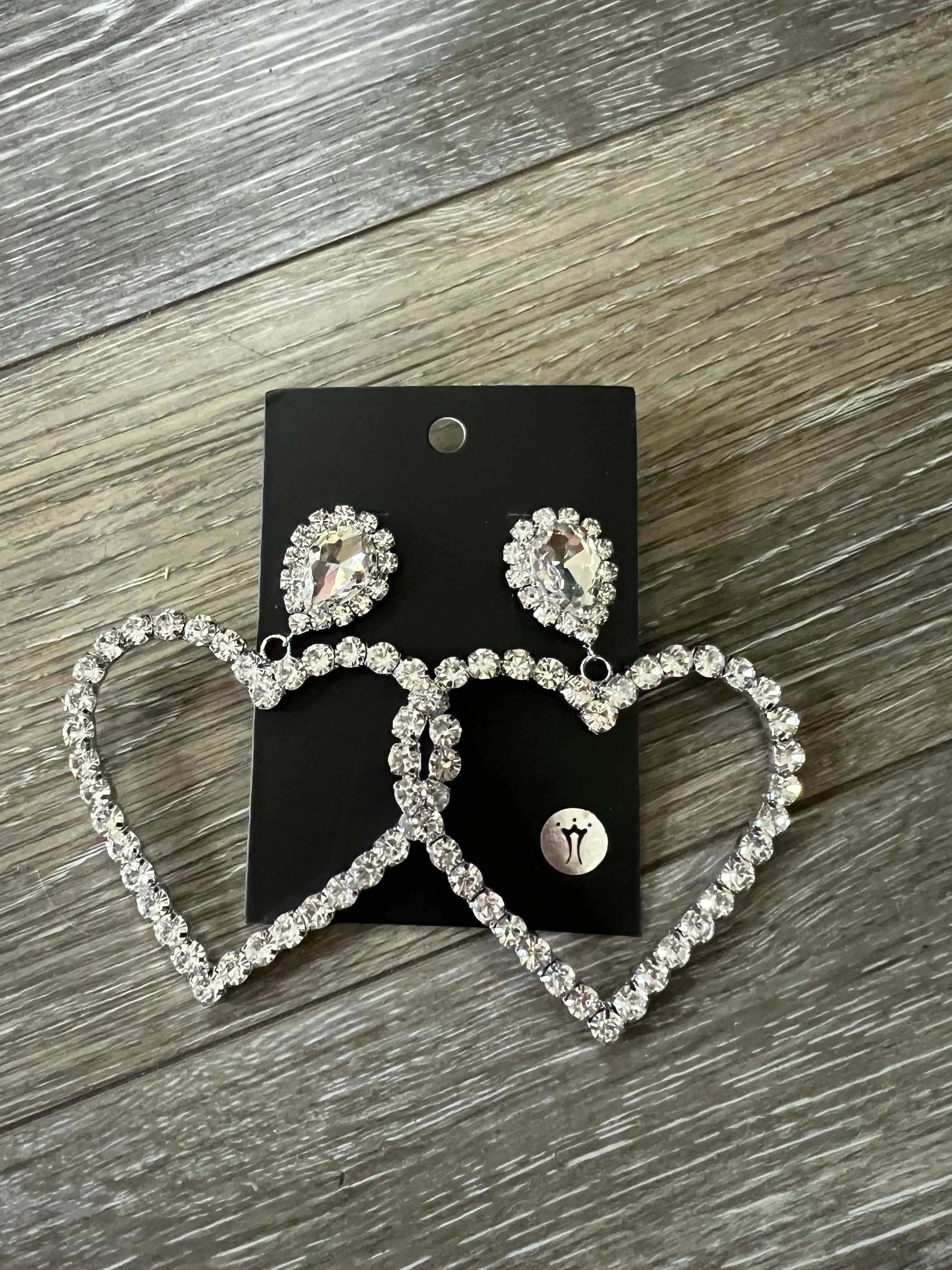 Large Heart Rhinestone Earrings