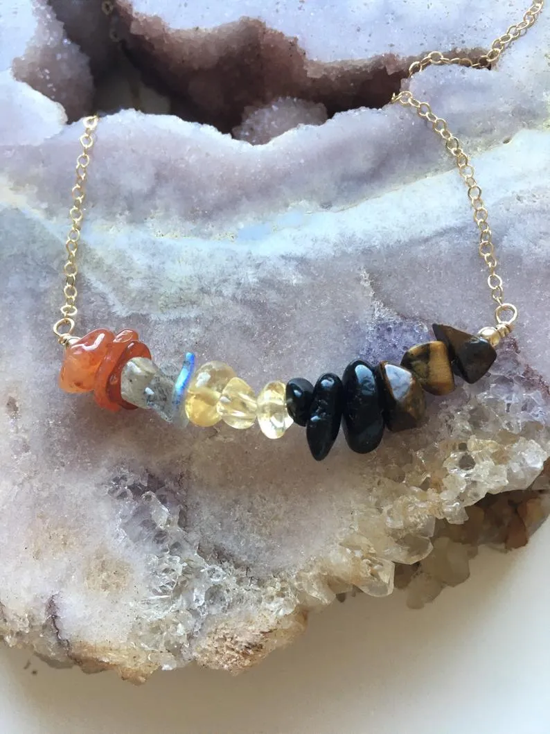 Leo Zodiac Sign Crystal Necklace - July Birthday Gift - August Birthday Gift - Zodiac Gift - Crystal Healing