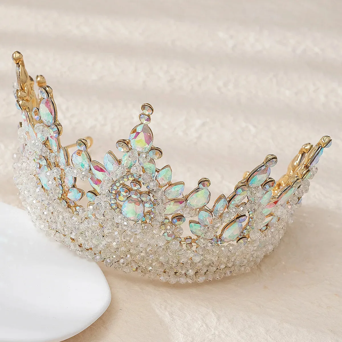 Let's Go Big Crown-Tiara Handmade with Beaded Crystal for Bridal or Quinceanera Occasions