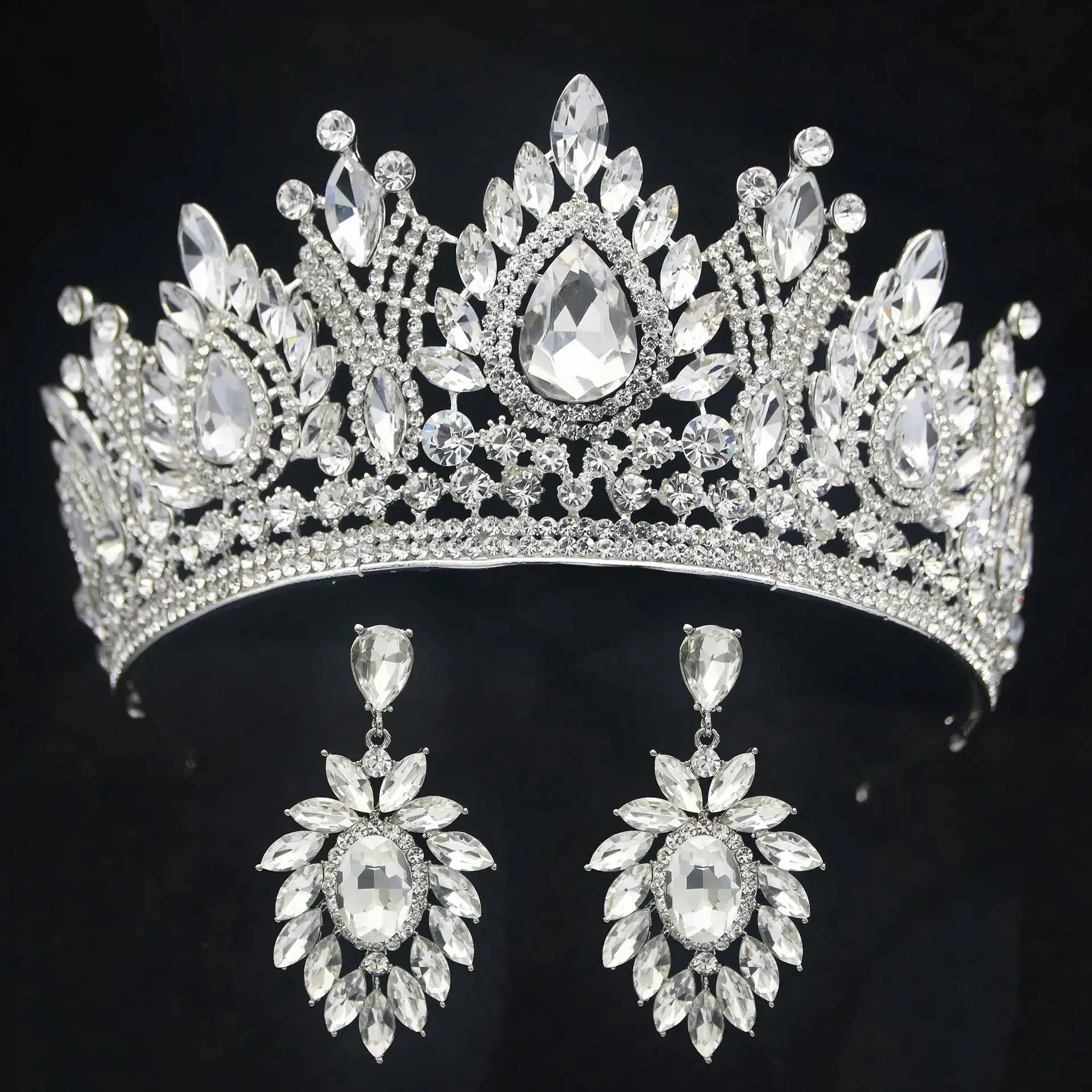 Let's Go Big Crown-Tiara Handmade with Beaded Crystal for Bridal or Quinceanera Occasions