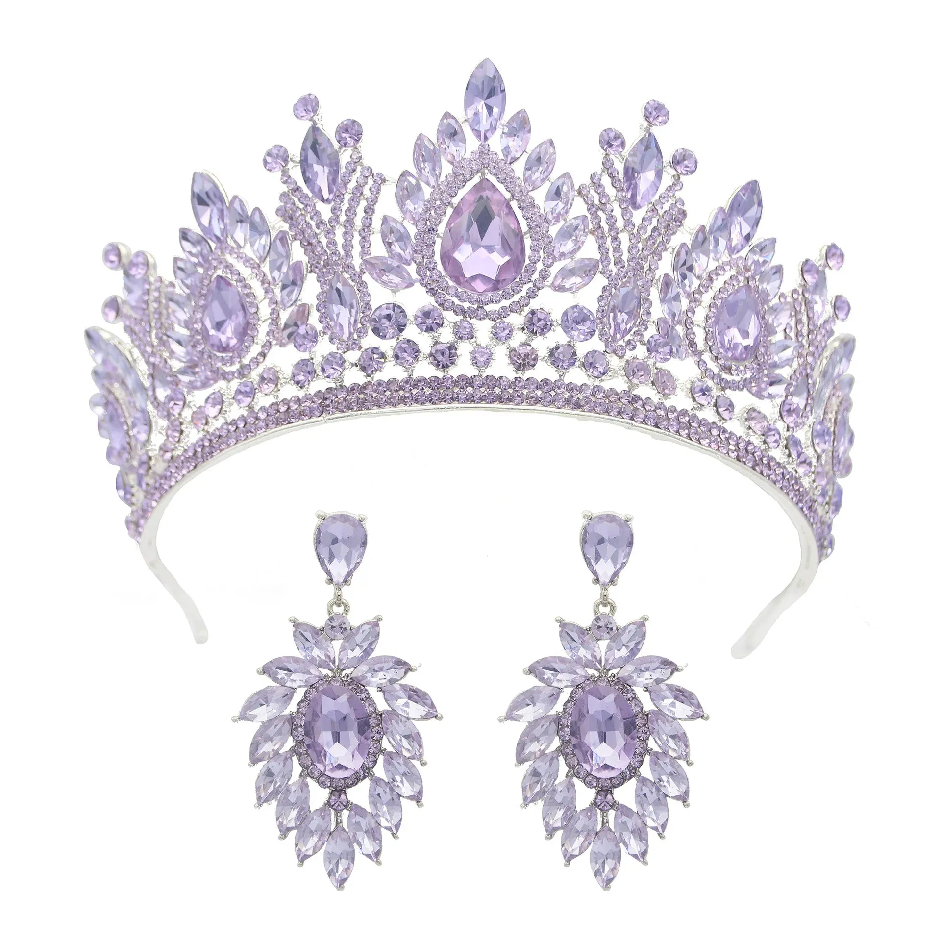 Let's Go Big Crown-Tiara Handmade with Beaded Crystal for Bridal or Quinceanera Occasions