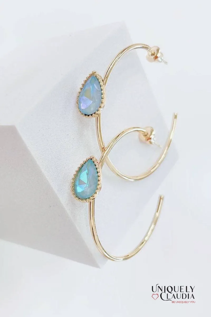 Light Blue Radiance 14K Gold-Plated Hoop