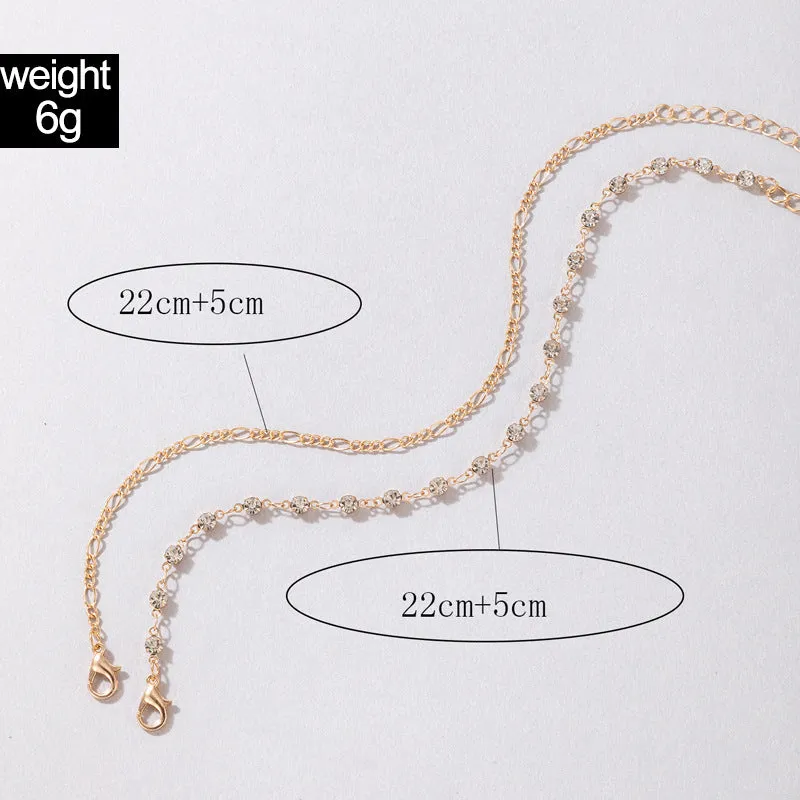 Light Luxury Jewelry Diamond Double Anklet Simple