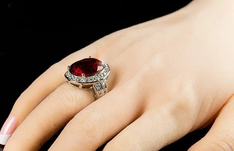 Lina Vintage Ruby Red Oval Cocktail Ring | 17ct