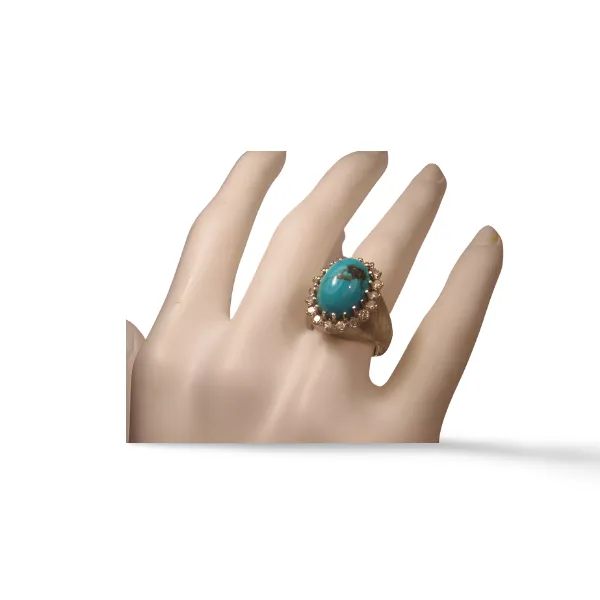 Magnificent Handmade 18K White Gold Turquoise Diamond Cocktail Ring