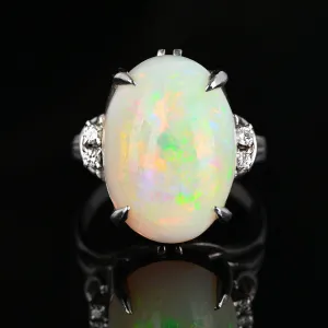 Magnificent Platinum Diamond 4.25 CTW Opal Ring