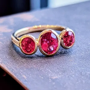 Mahenge Spinel Stackable 3-Stone Ring