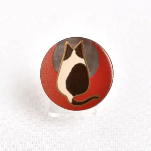 Maki-e Urushi Lacquer Brooch - Black Lip Oyster Pearl Shell / Cat -, Traditional Japanese Urushi Lacquer Jewelry