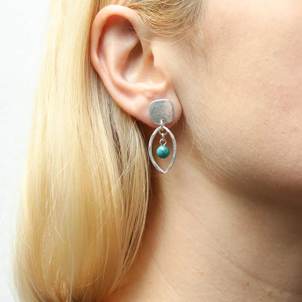 Marjorie Baer Floating Turquoise Oval Hoop Post Earring