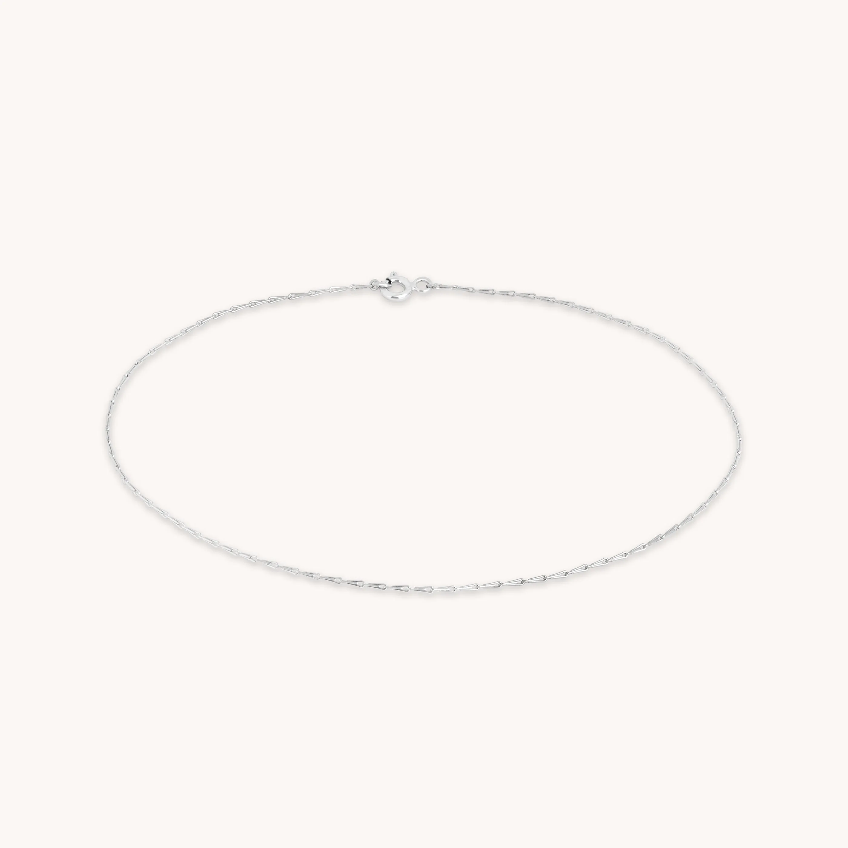 Marylebone Chain Anklet in Solid White Gold