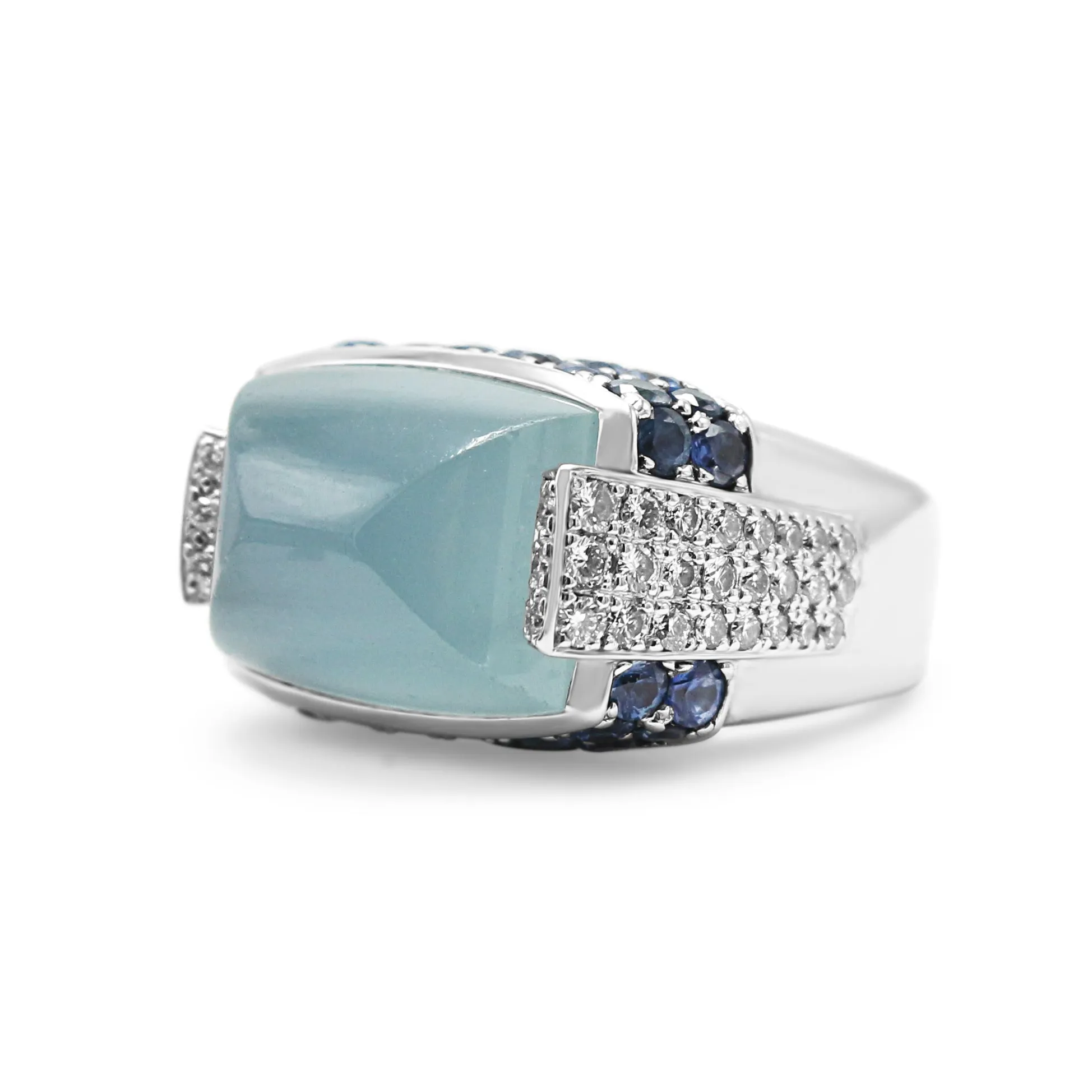 Mauboussin Chalcedony White Gold, Diamond & Sapphire Ring