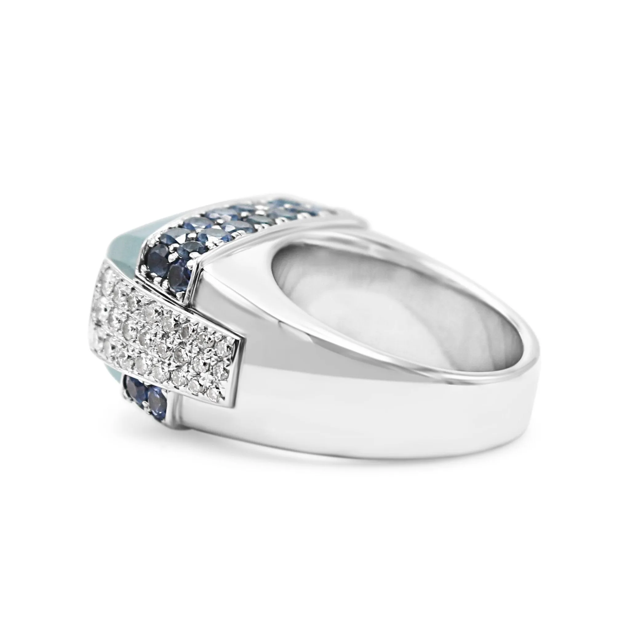 Mauboussin Chalcedony White Gold, Diamond & Sapphire Ring