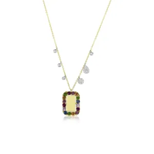 Meira T Yellow Gold Rainbow  Square Necklace