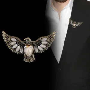 Men's Flying Hawk Gem Brooch