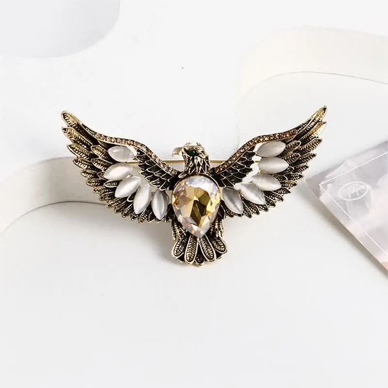 Men's Flying Hawk Gem Brooch