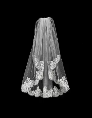 Metallic Chantilly Lace Veil