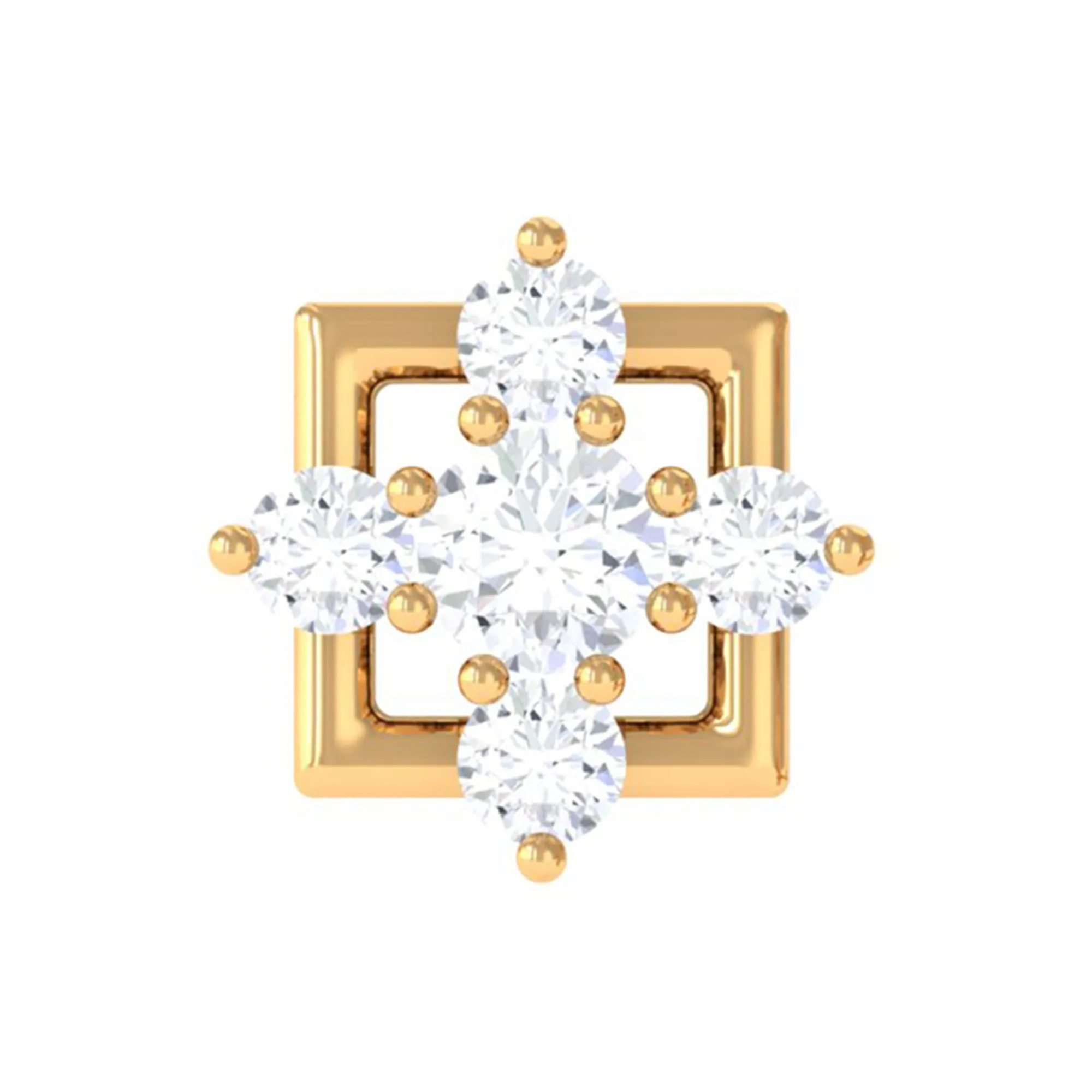 Moissanite Square Geometric Cartilage Earring in Gold