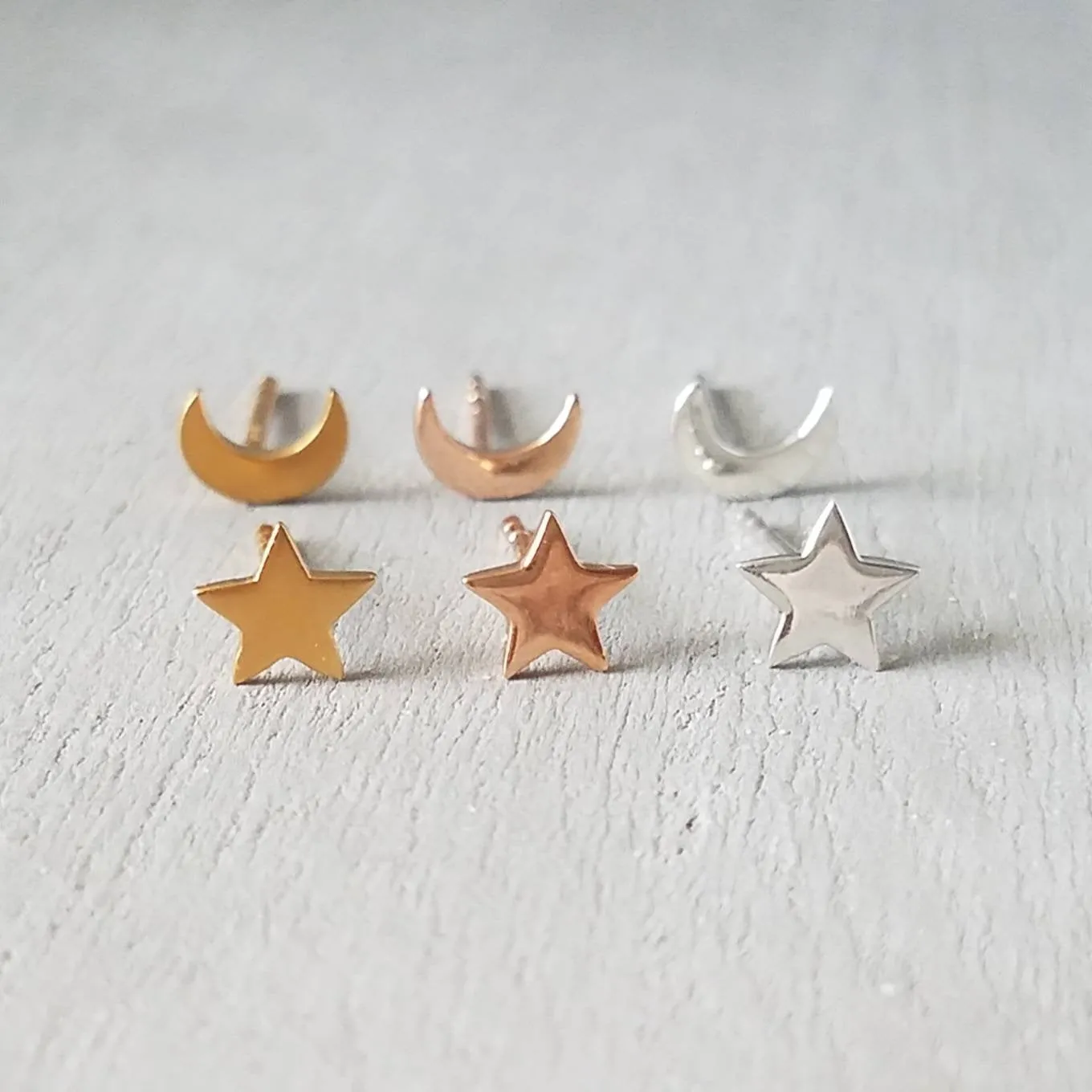 Moon and Star Stud Earrings