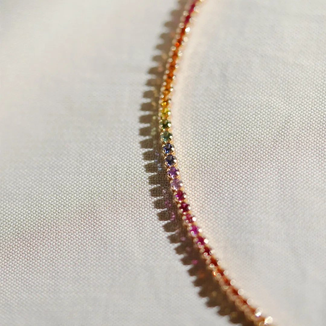 mori - 14K Rose Gold Rainbow Sapphire Bracelet