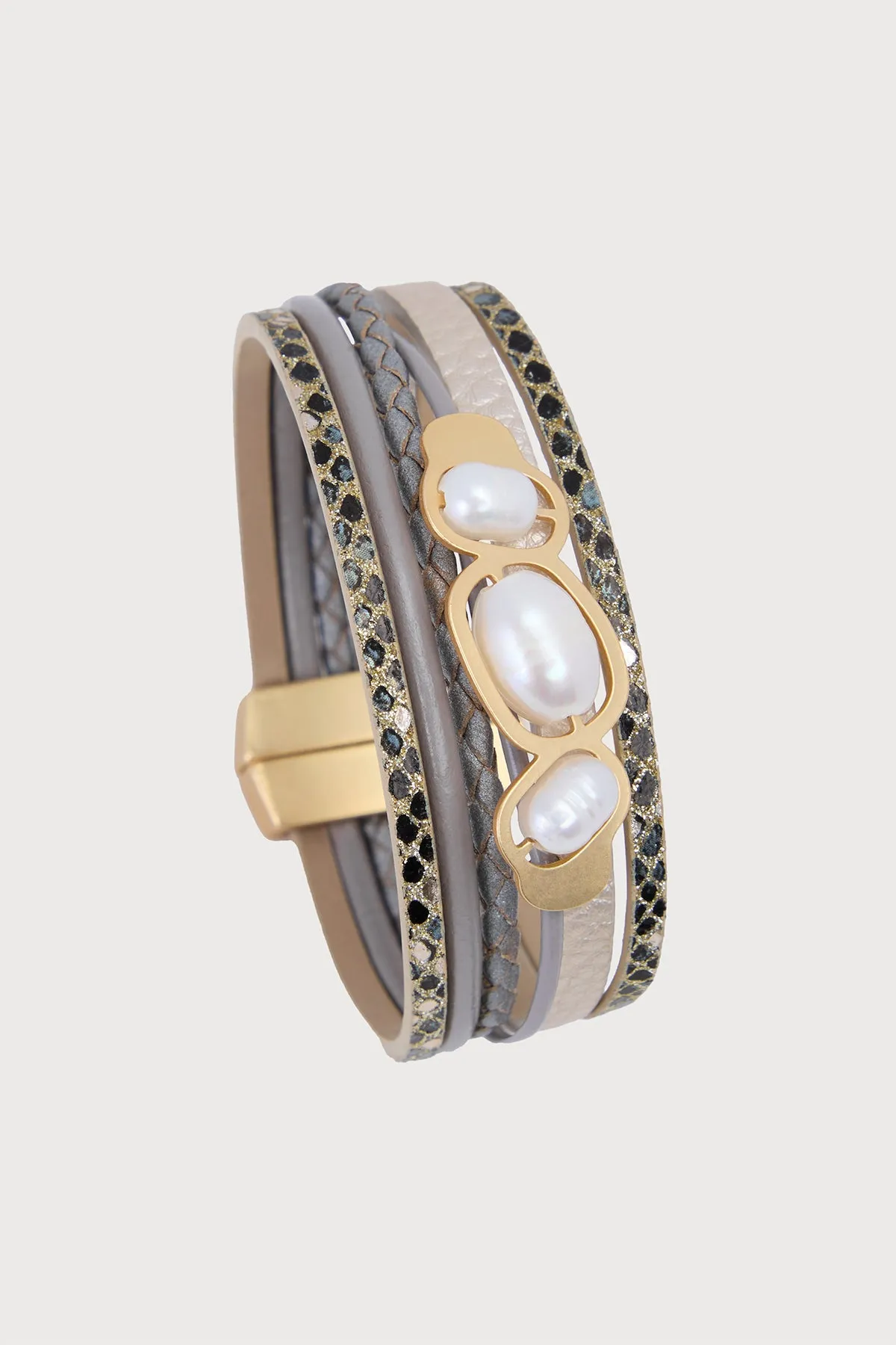 Multi Pearl Leather Bracelet