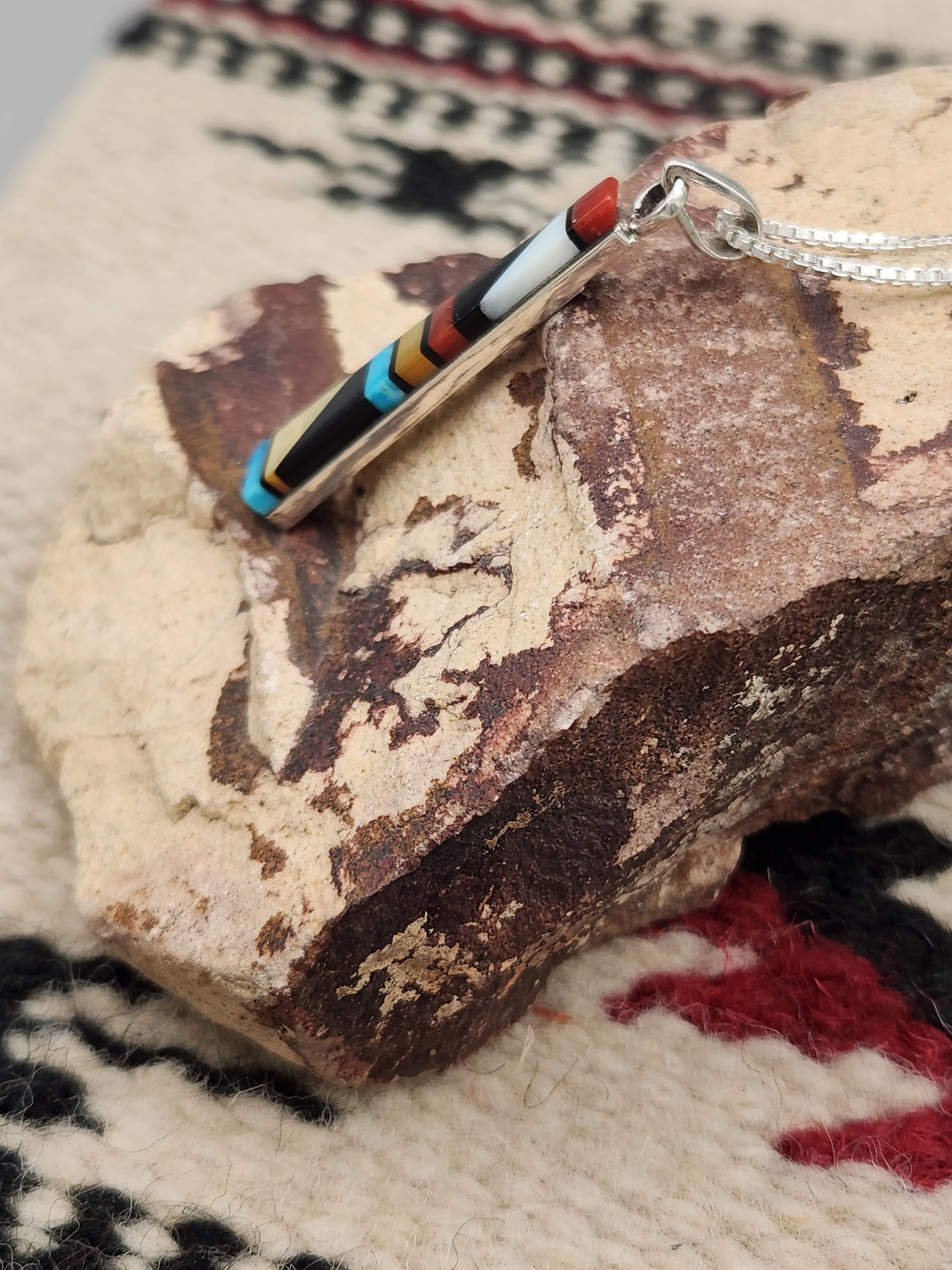 MULTI STONE INLAY NECKLACE  - ZUNI - MADERRAL KALLESTEWA